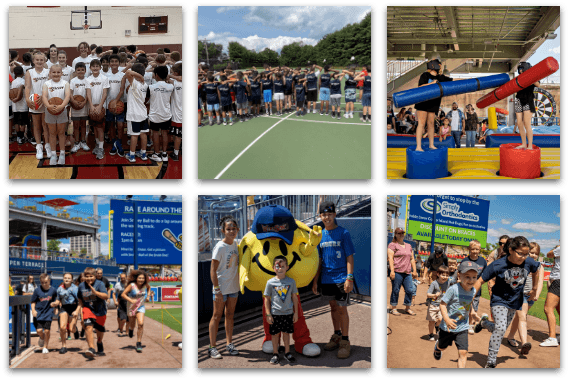 Collage of dental team members volunteering at various local events