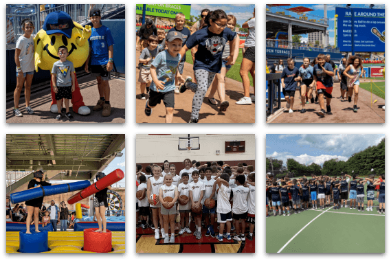 Collage of Worcester dental team members helping local sports teams